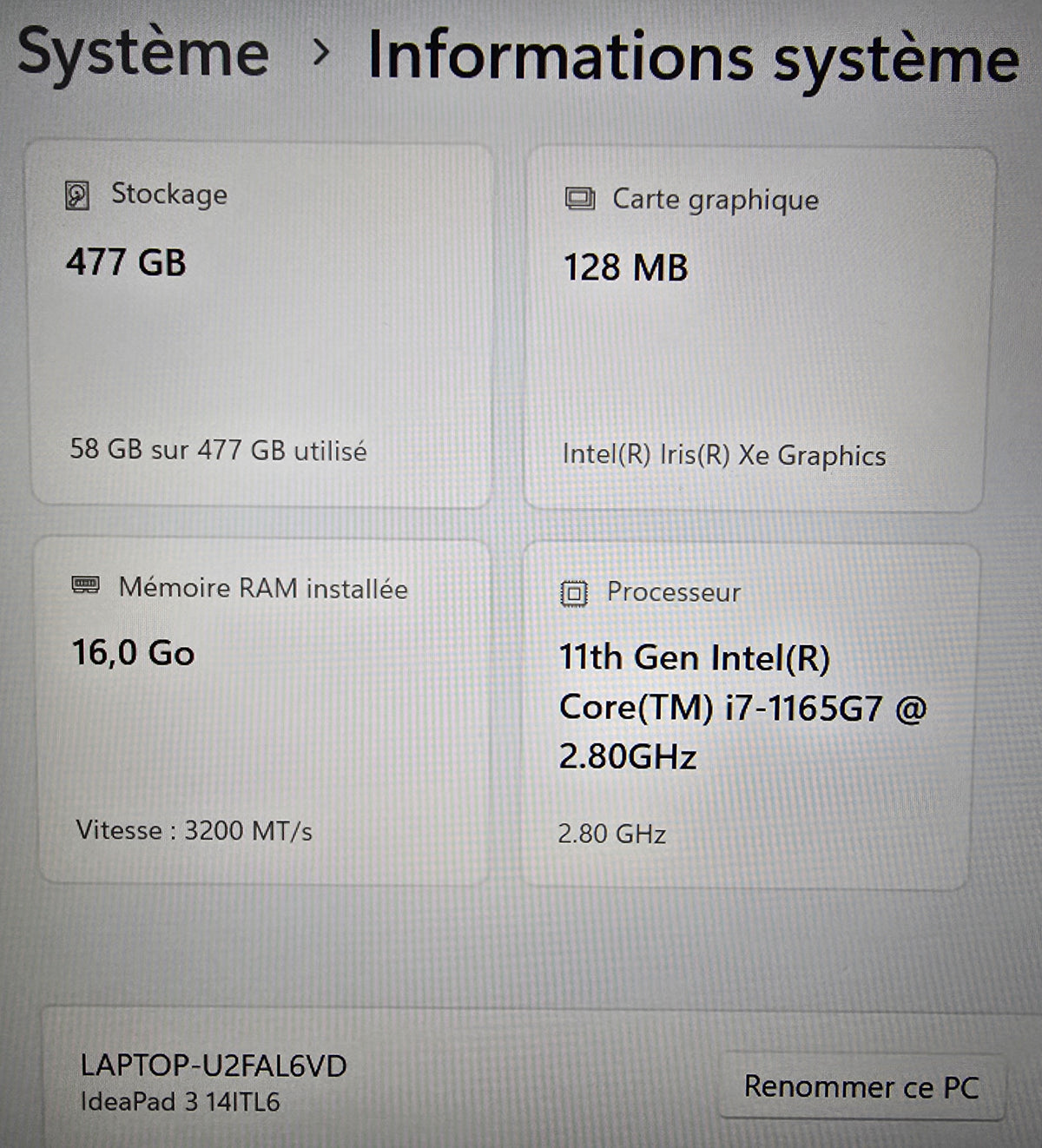 Lenovo Ideapad 3 (14ITL6) : Occasion