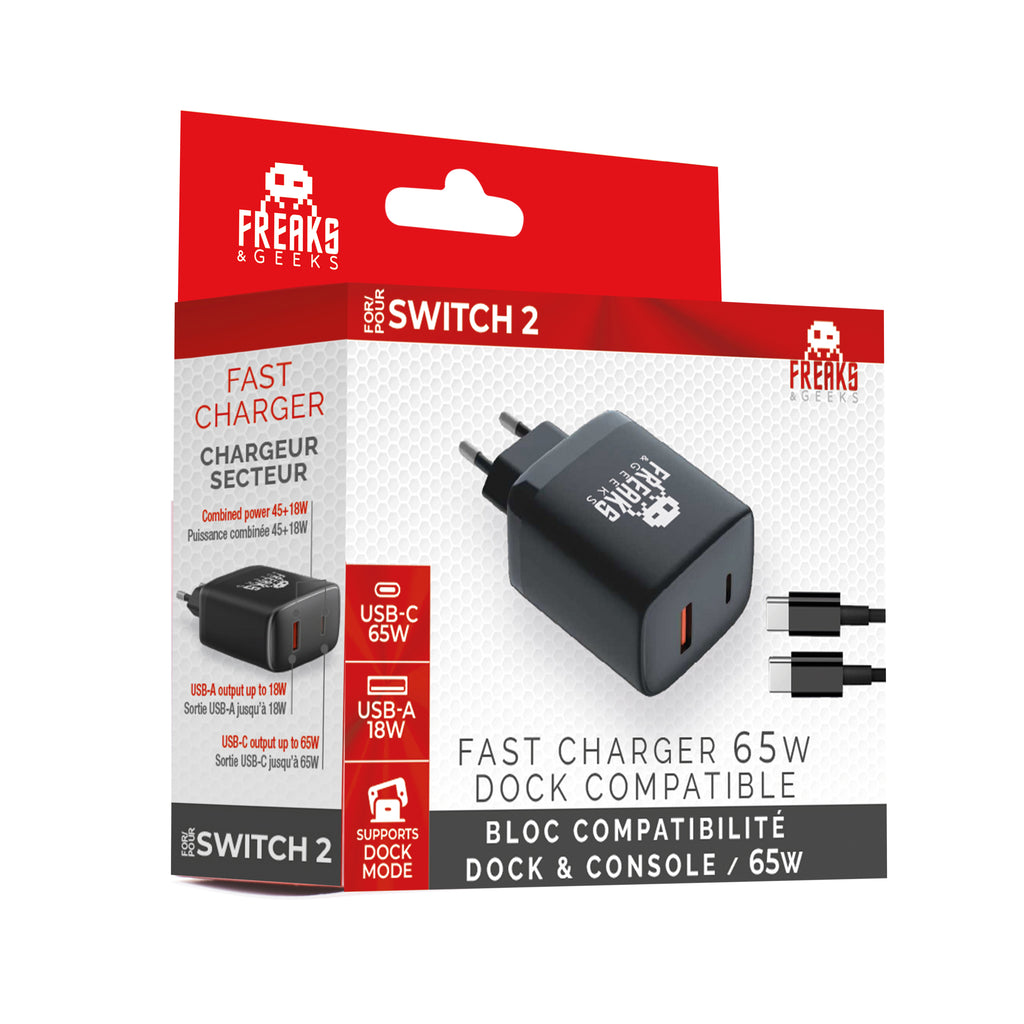 Chargeur Rapide 65W USB-C pour Dock Switch 2 - Noir