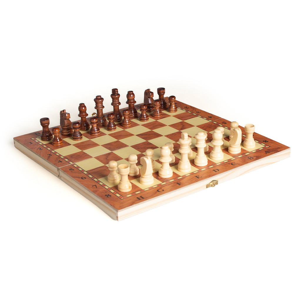 Echiquier 3 en 1 (échecs, dames, backgammon)