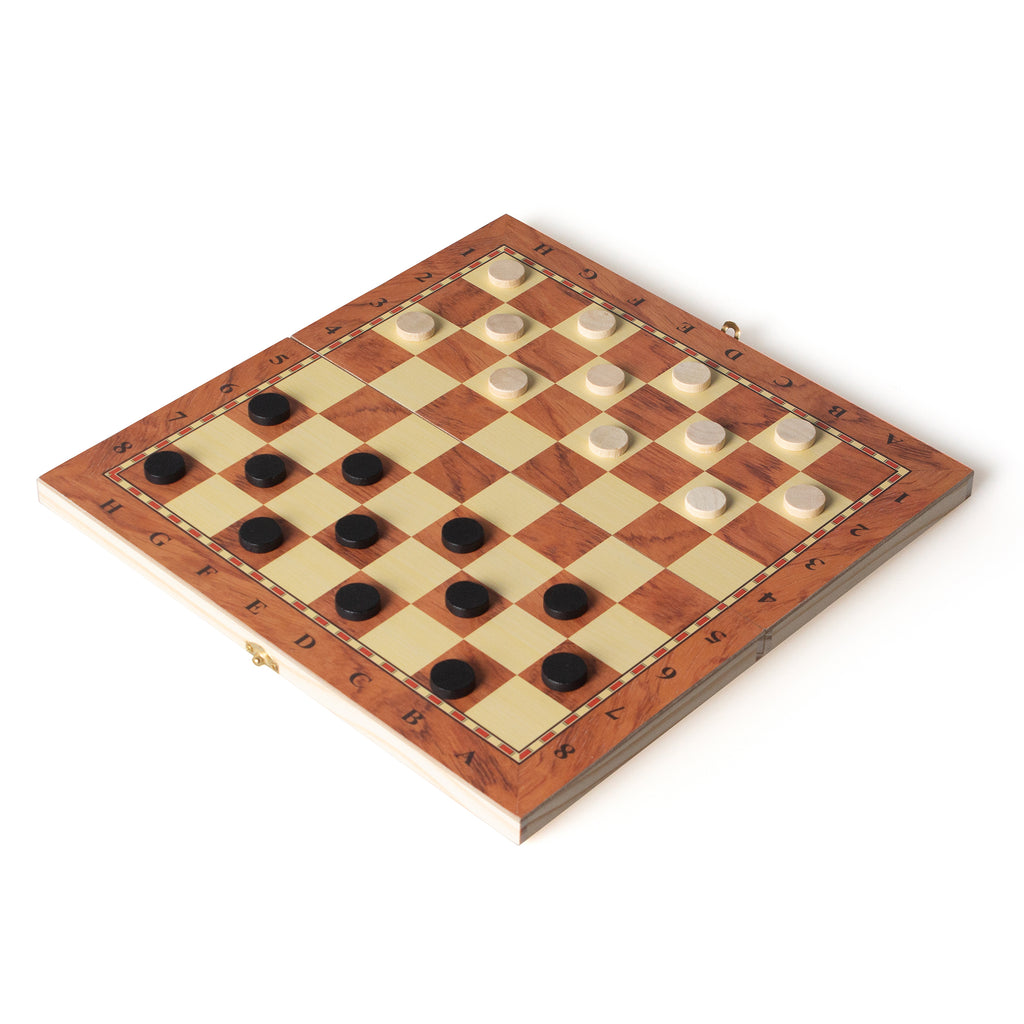 Echiquier 3 en 1 (échecs, dames, backgammon)
