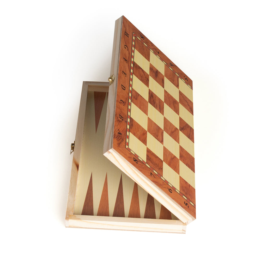 Echiquier 3 en 1 (échecs, dames, backgammon)
