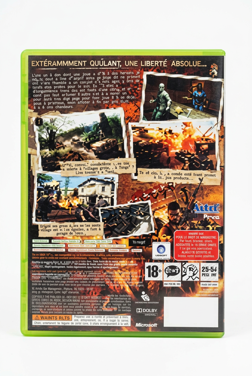 Far Cry 2 Xbox 360, verso sur fond blanc sans étiquette de prix