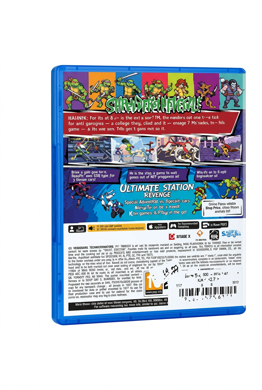 Teenage Mutant Ninja Turtles Shredder’s Revenge PS5, verso sur fond blanc