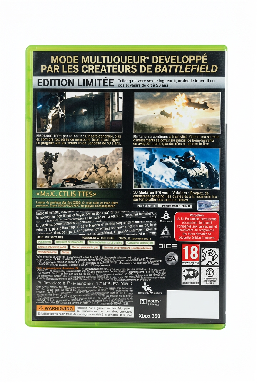 Medal of Honor Limited Edition Xbox 360, verso sur fond blanc sans étiquette de prix