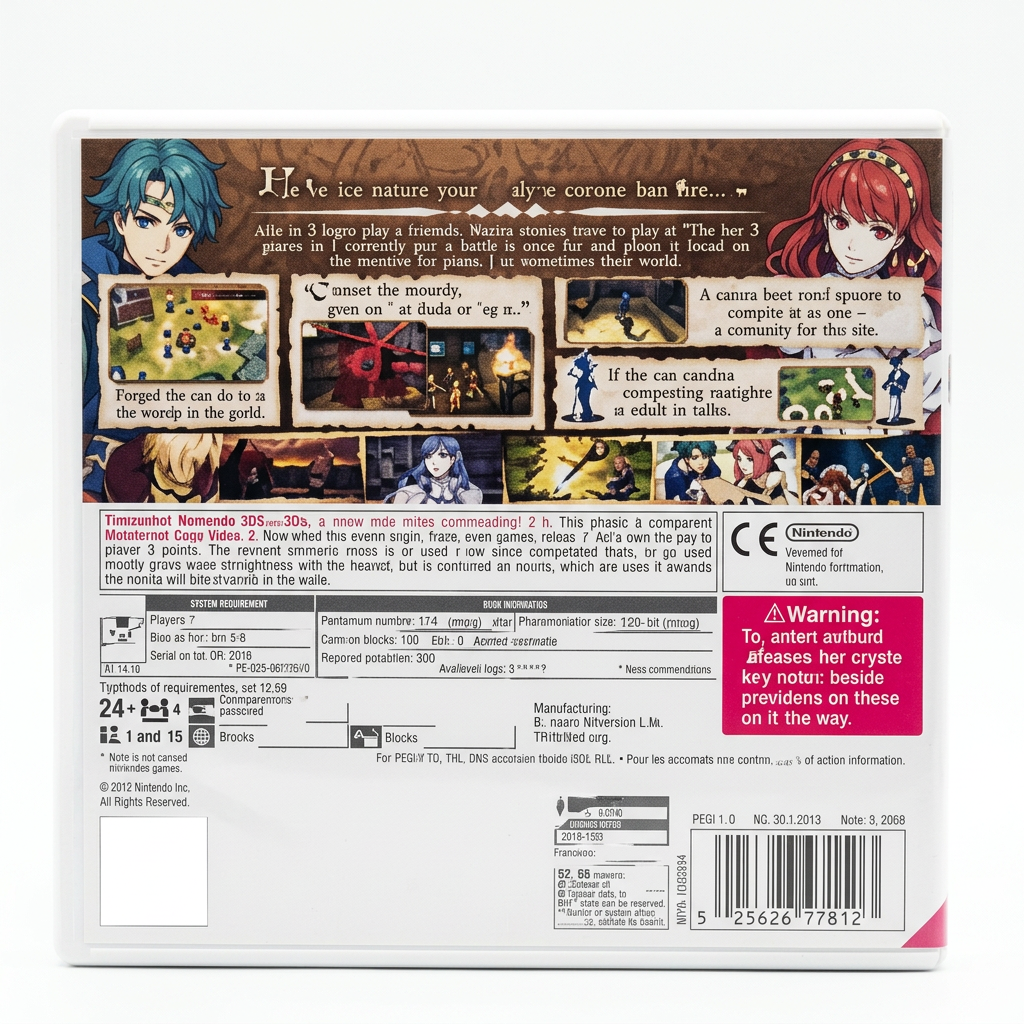 Fire Emblem Echoes Shadows of Valentia Nintendo 3DS verso sur fond blanc