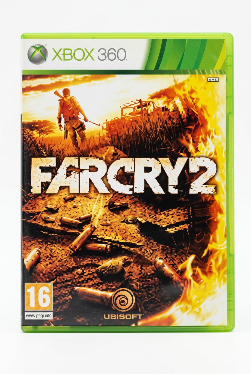 Far Cry 2 Xbox 360, recto sur fond blanc