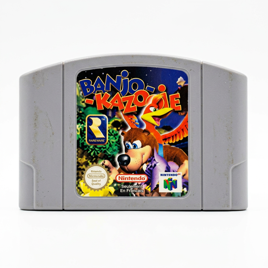 Cartouche Banjo-Kazooie N64 sur fond blanc