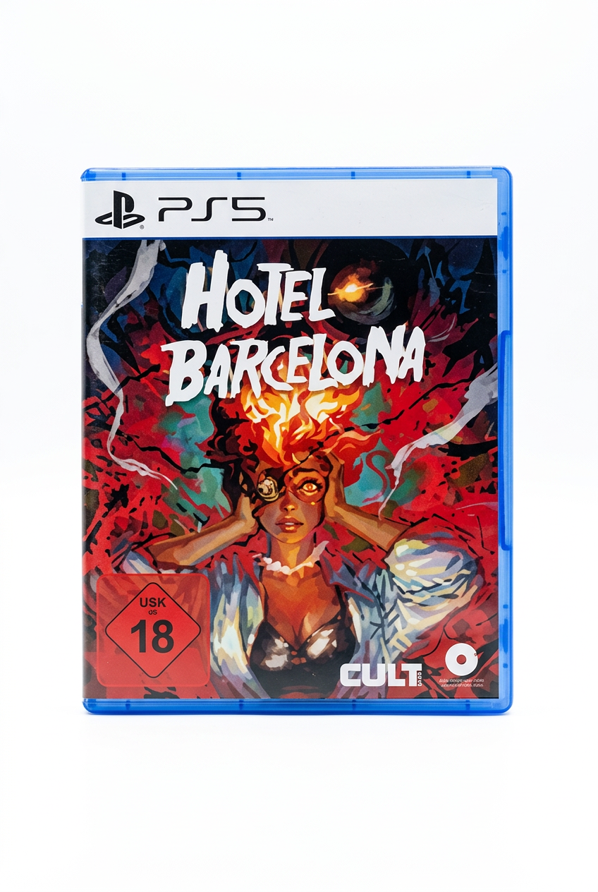 Hotel Barcelona PS5, face avant du boîtier sur fond blanc