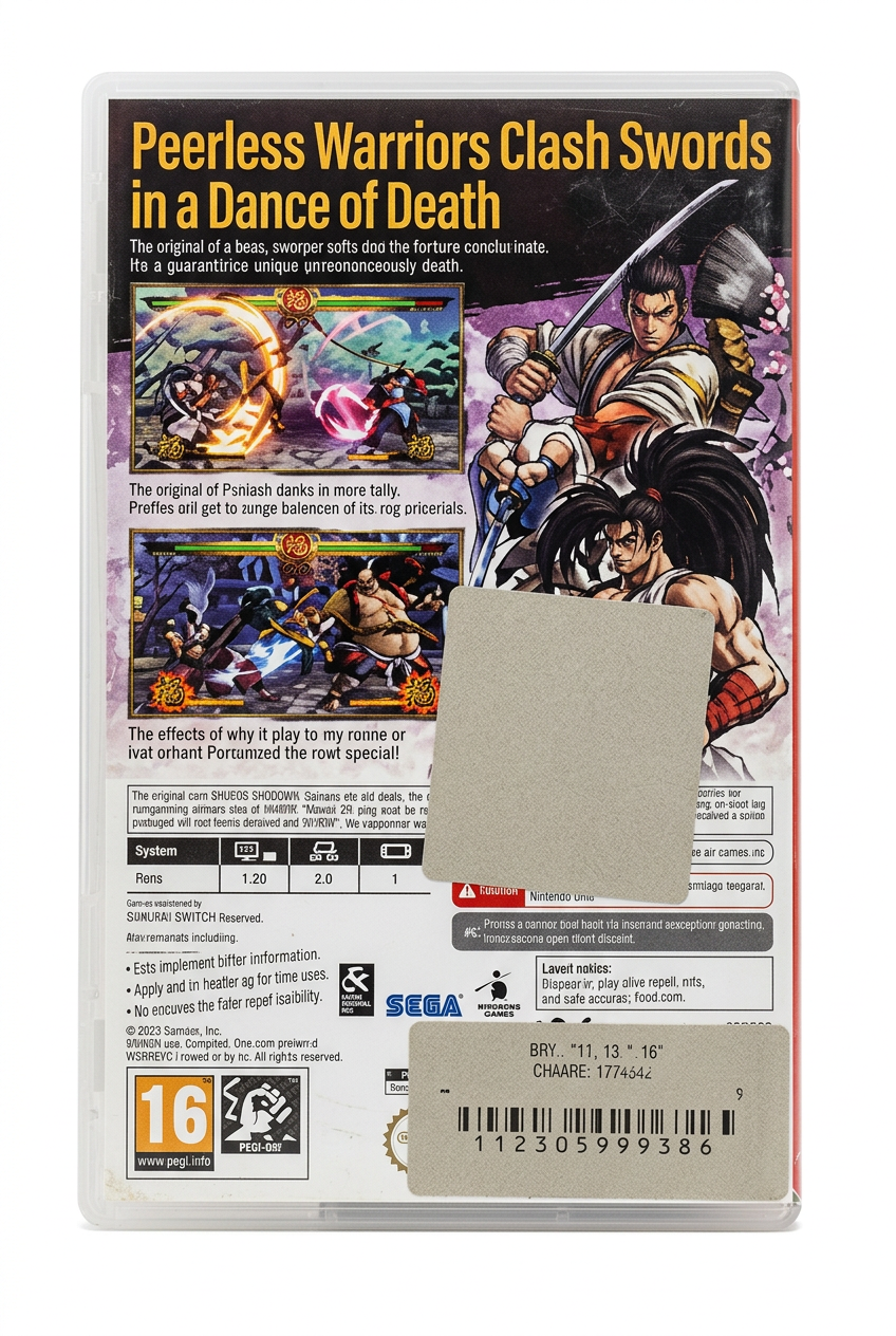 Samurai Shodown switch, verso du boîtier sur fond blanc sans prix