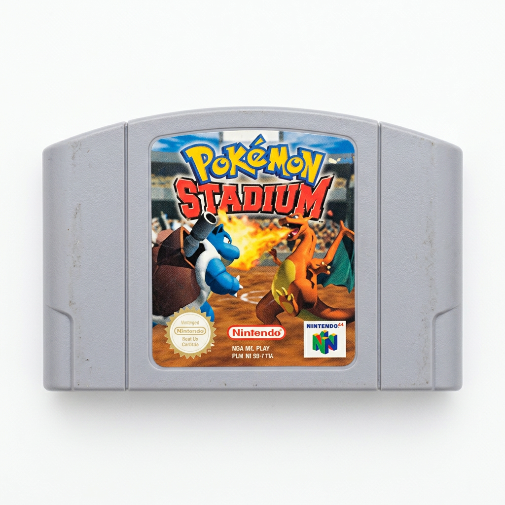 Cartouche Pokémon Stadium N64 sur fond blanc