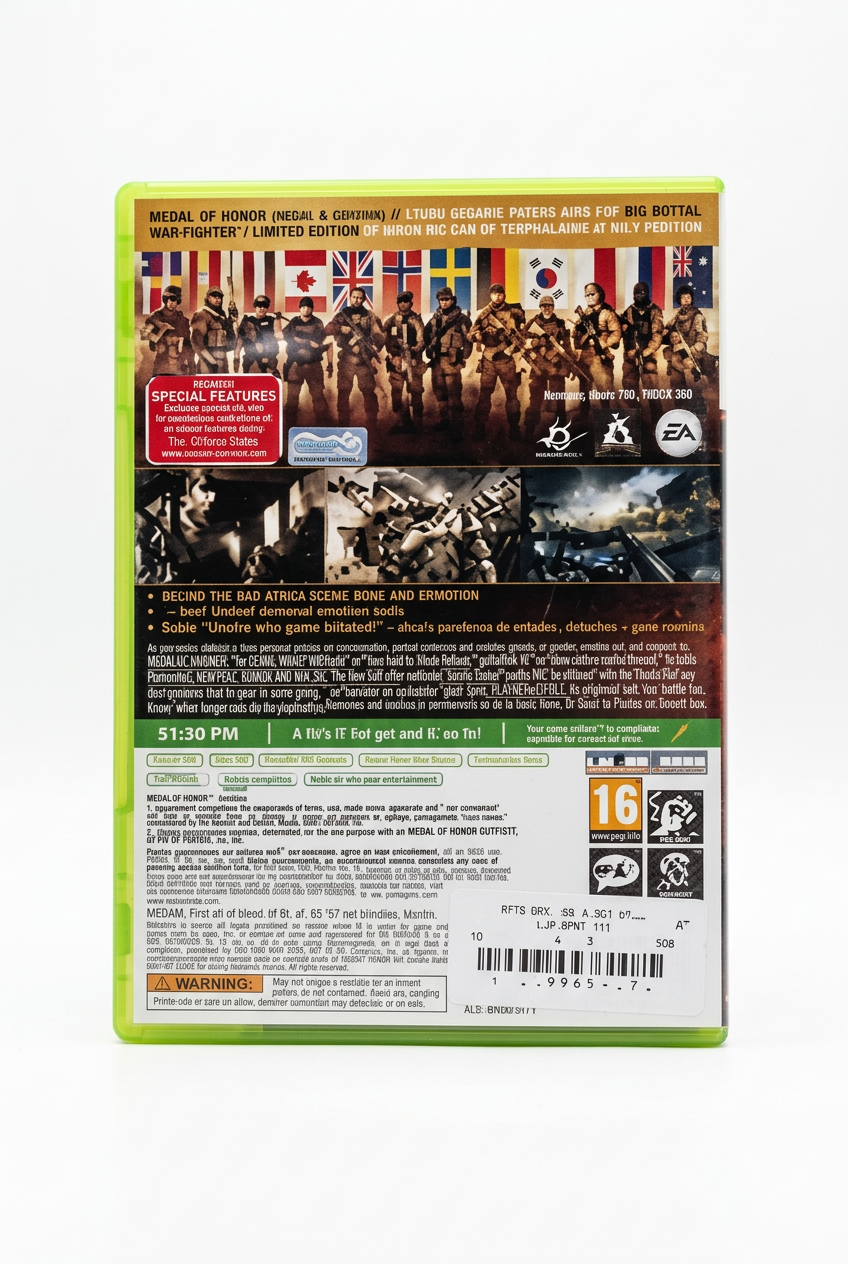 Medal of Honor Warfighter Limited Edition Xbox 360, verso sur fond blanc