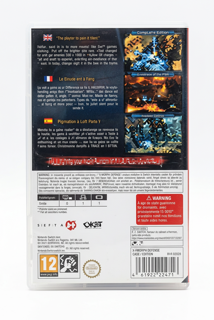 X-Morph Defense Complete Edition switch, verso sur fond blanc
