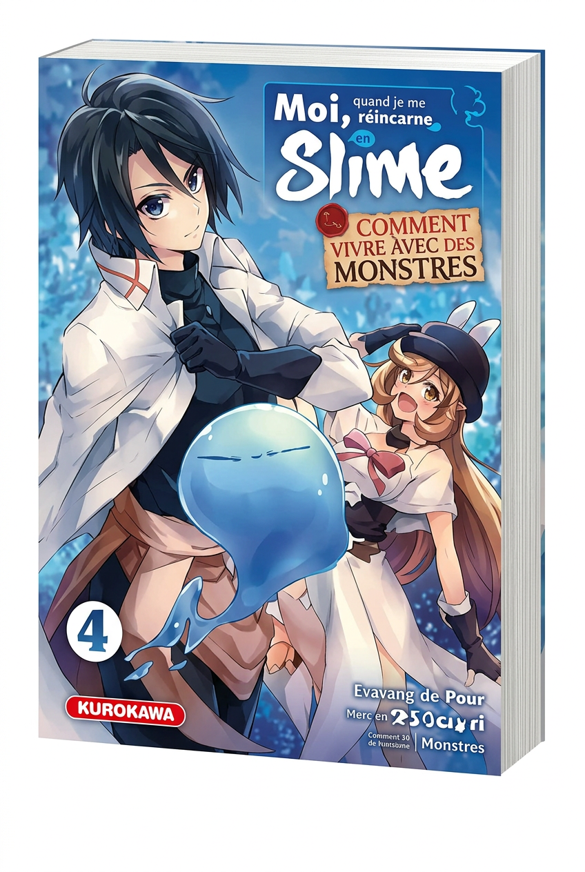 Moi, quand je me réincarne en Slime – Comment vivre chez les monstres – Tome 4 sur fond blanc