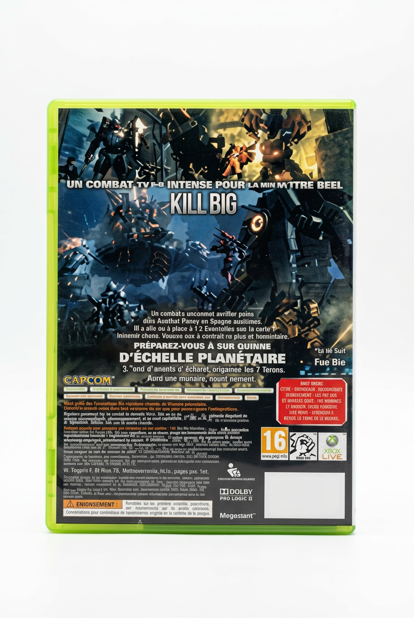 Lost Planet 2 Xbox 360, verso sur fond blanc sans étiquette de prix