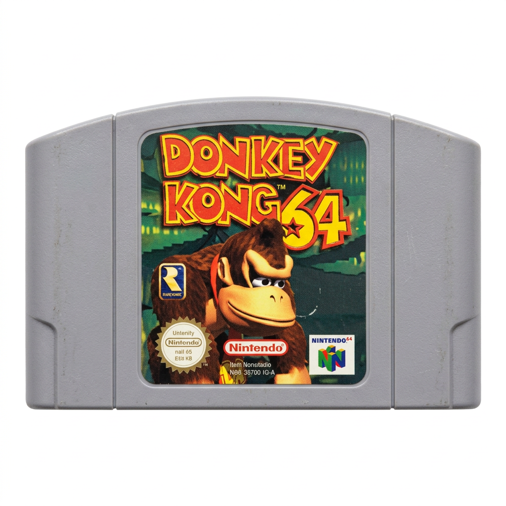 Cartouche Donkey Kong 64 N64 sur fond blanc
