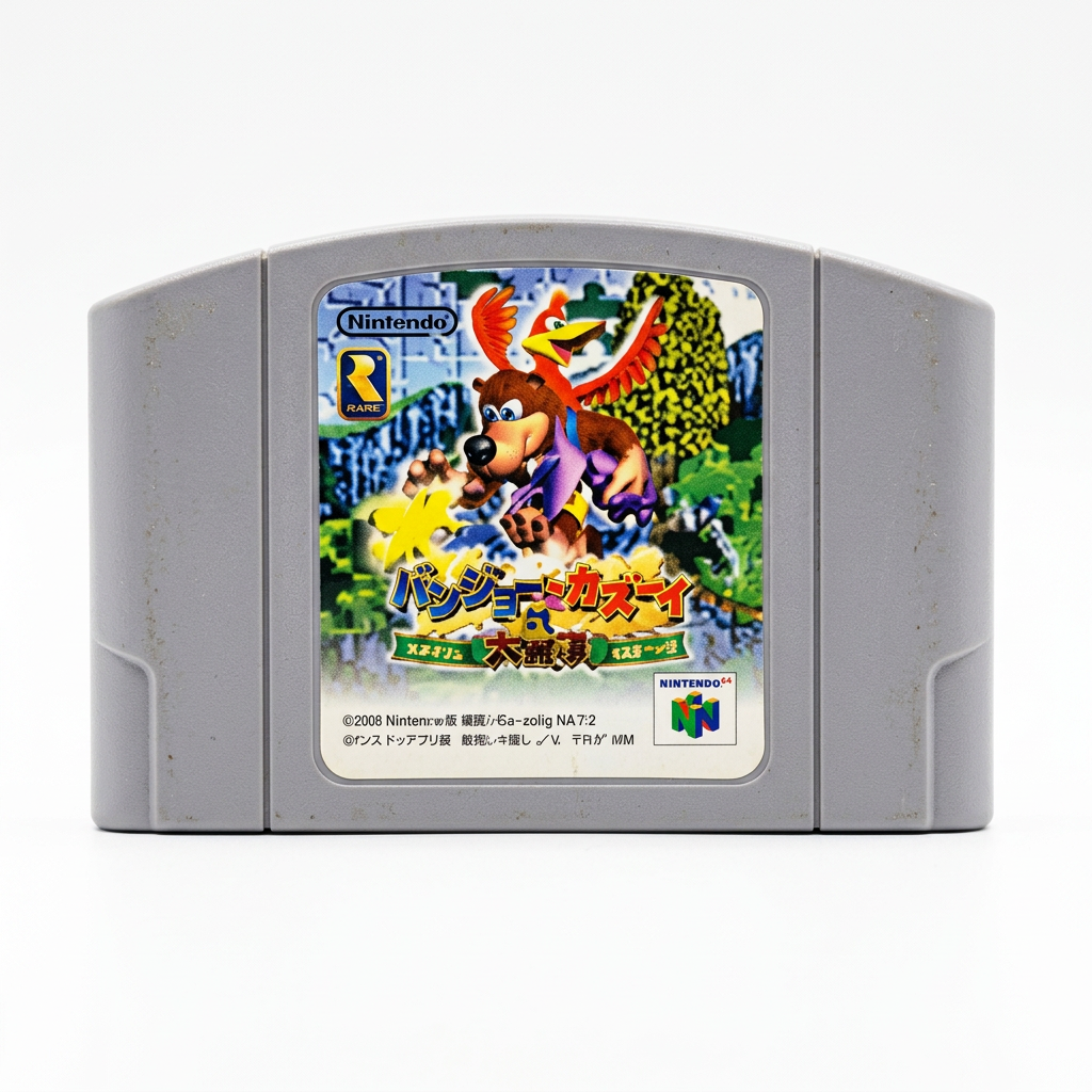 Cartouche Banjo-Kazooie édition japonaise N64 sur fond blanc