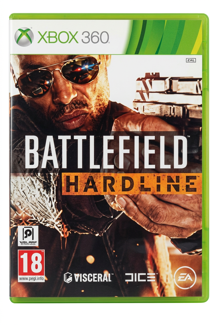 Battlefield Hardline Xbox 360, recto du boîtier sur fond blanc