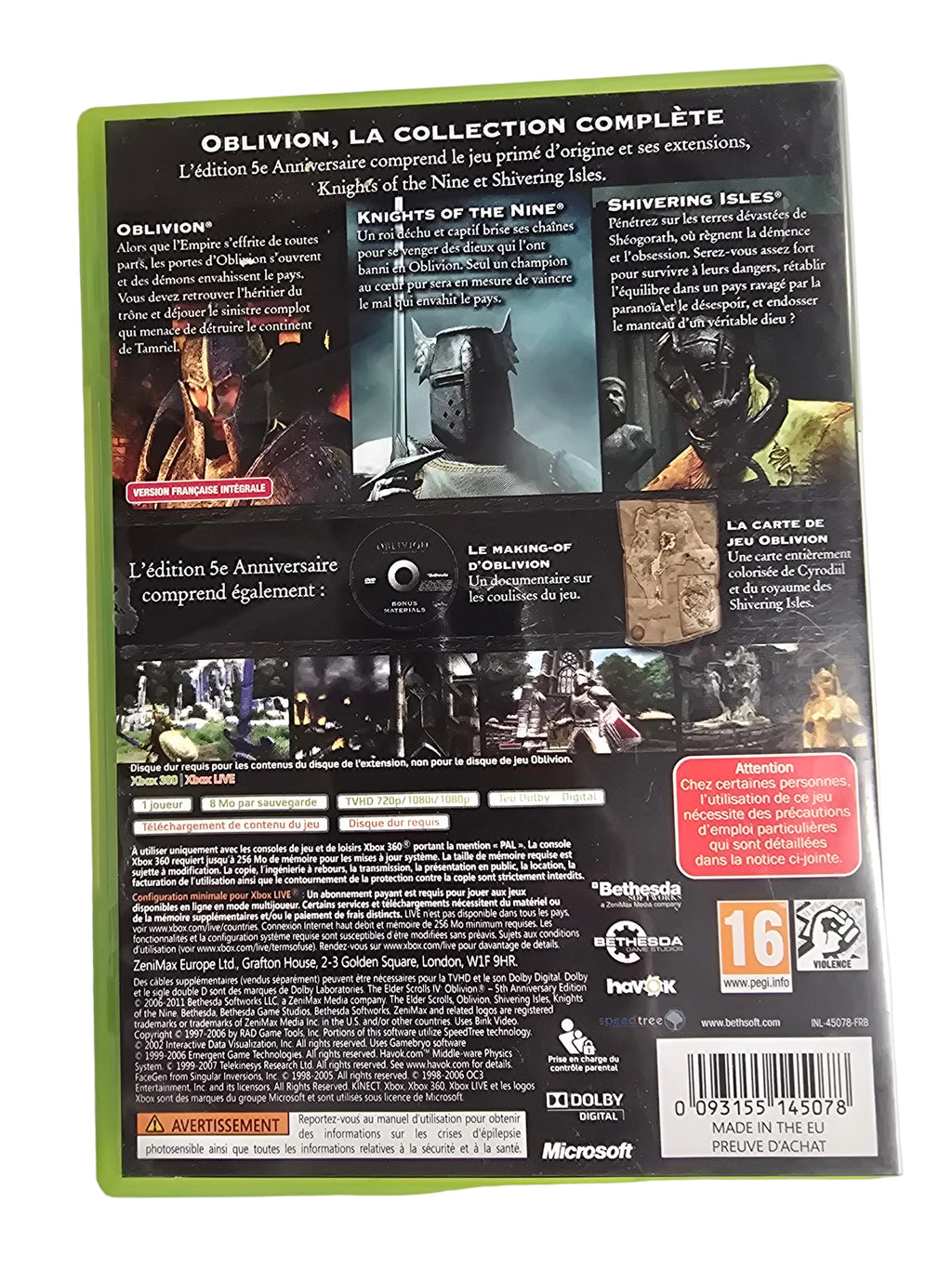 The Elder Scrolls IV OBLIVION Édition 5ème Anniversaire Classics X360